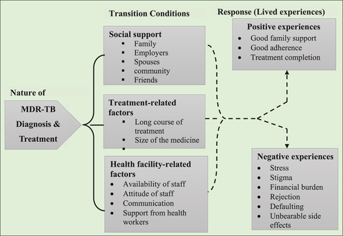 Figure 1. Conceptual framework diagram for MDR-TB experiences.