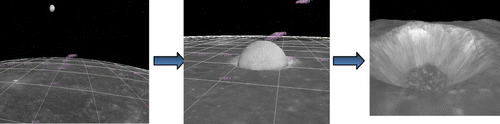 Figure 8.  Dynamic simulation of the formation of moon craters.