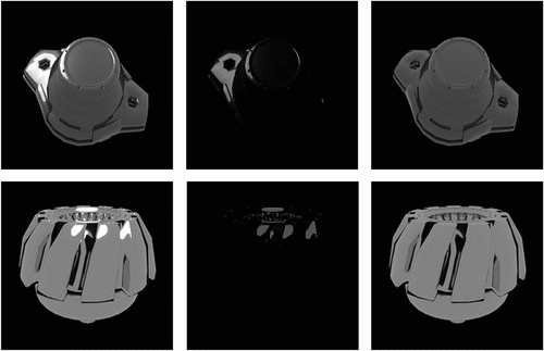 Figure 4. Sample of highlight intensity mask. From left to right are highlight image, highlight intensity mask, and diffuse image which is ground truth.