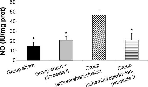 Figure 3 Nitric oxide (NO) activity values of the groups.