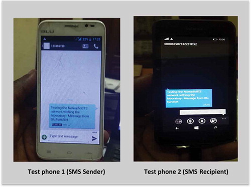 Figure 13. SMS communication between the two test phones.