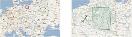 Figure 2. Location of our target area in Poland marked on Google Maps (Google Maps, Citation2019)