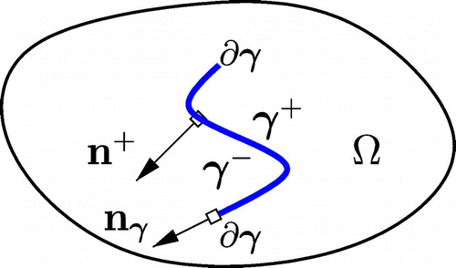 Figure 1. Notations associated with a fracture γ in the domain Ω.