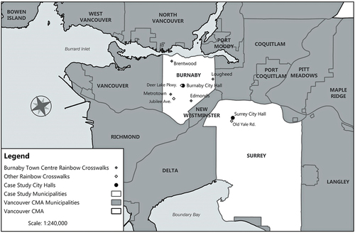 Figure 1. Map of case study municipalities within the Vancouver city-region (Source: Authors).