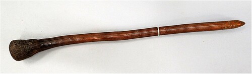 Figure 6. Club. Described by von Guérard as a ‘War club made from Mayal wood from a Tribe at Lake Victoria on the Murray River, South Australia’. Number 15 on von Guérard’s ‘List of Australian Objects’. Indent. no. VI 2572. Staatliche Museen zu Berlin. Ethnological Museum.