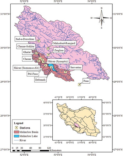 Figure 2. The locations of stations in the study area