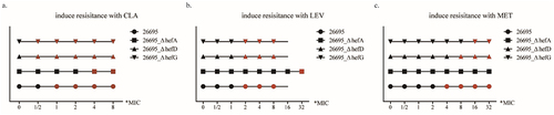 Figure 8. The effect of efflux pump gene in prevent antibiotic resistance gene mutations (black point indicates similarity to the original sequence, while red point indicates mutation in the target gene).