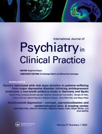 Cover image for International Journal of Psychiatry in Clinical Practice, Volume 27, Issue 1, 2023