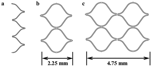 Figure 2. Schematic diagrams of (a) CC3A, (b) CC3B and (c) CC3C structures.