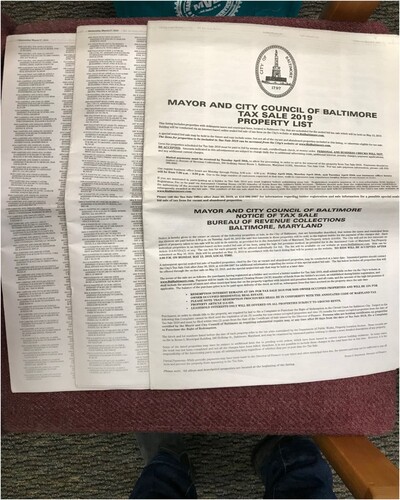 Figure 3. City of Baltimore, tax sale list.