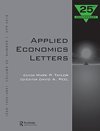 Cover image for Applied Economics Letters, Volume 25, Issue 7, 2018