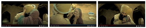 Figure 5. Stills from the trailer: the encounter between the hero and the old Pashtun woman.