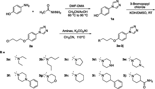 Scheme 1. The synthesis route and conditions for the preparation of compounds 3a-3j.