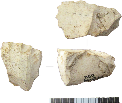 Figure 4. Handle core from Lok.50, Nyhamna, Aukra, Møre. (Photo and collage: H.Damlien).