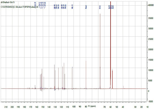 Figure 4 13C NMR spectrum of the NSG–DDQ complex.