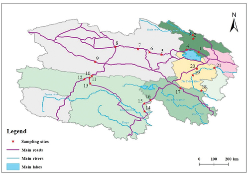 Figure 1. Sampling sites in different functional and administrative zones in Qinghai Province.