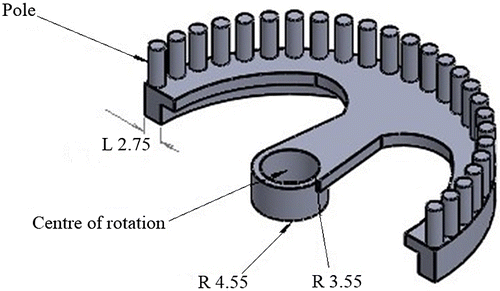 Figure 6. Rotor design (measurements are shown in mm).