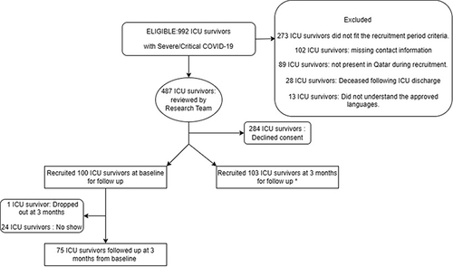 Figure 1 Flow chart of patient selection and follow up at 3 months.