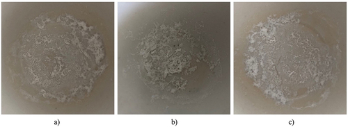 Figure 5. Photographs corresponding to the ash content test residues: (a) ABS/rCFRP-1100, (b) ABS/rCFRP-1800, and (c) ABS/rCFRP-2500.