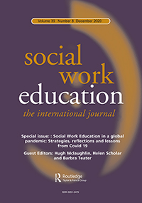 Cover image for Social Work Education, Volume 39, Issue 8, 2020