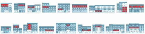 Figure 7. The urban facade of the Historic Centre of Siena. Red rectangles show the informal tourist dormitories.Footnote41