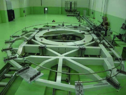 Figure 19 TF conductor winding line at the European vendor ASG Superconductors showing a first full-size turn for demonstration (ASG Superconductors copyright)