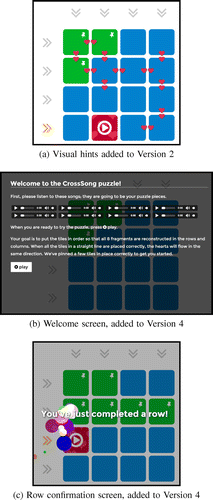 Figure 7. Screenshots of development versions of CrossSong.