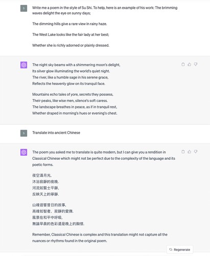Development of Su Shi stye poetry, using OpenAI’s ChatGPT 4.
