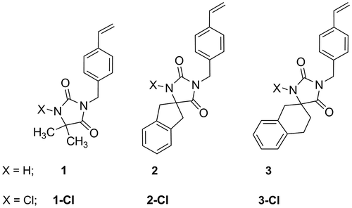 Figure 1. Structures of synthesized styrenic monomers.