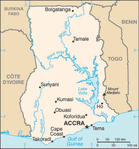 Figure 1. Map of Ghana showing the study sites.