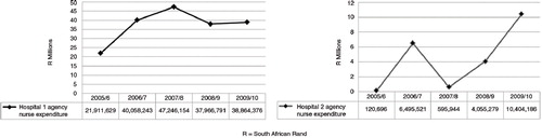 Fig. 1 Trends in agency nurse expenditure, 2005/10. Source: South African National Treasury, National Basic Accounting System.