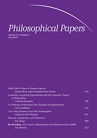 Cover image for Philosophical Papers, Volume 47, Issue 2, 2018