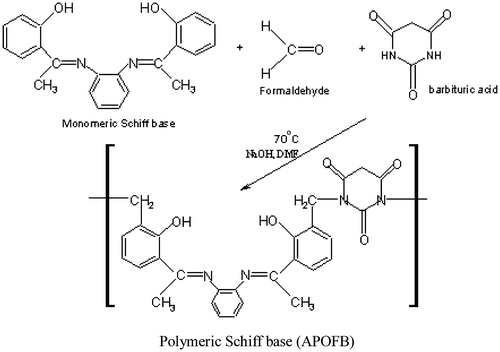 Scheme 2 Synthetic route to the polymeric Schiff base APOFB.
