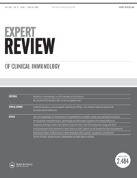 Cover image for Expert Review of Clinical Immunology, Volume 12, Issue 7, 2016