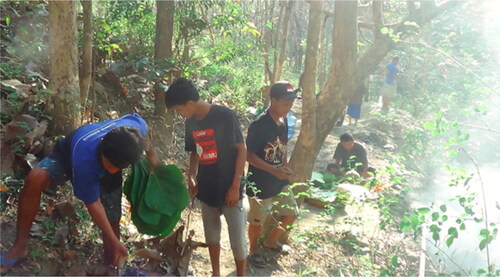 Figure 3. Residents working together to clean up the spring and its surroundings.