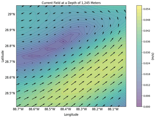 Figure 5. Current field at a depth of 1,245 m.