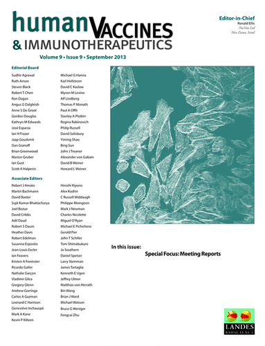 Figure 1. Cover of Human Vaccines and Immunotherapeutics Volume 9, Issue 9 (September 2013).