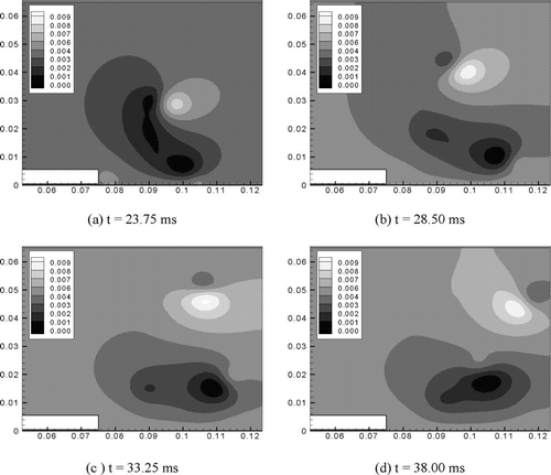 FIG. 9 Stream-function evolution after disk is suddenly stopped at h = 0.5 mm.