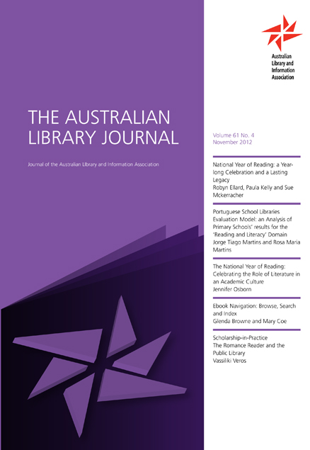 Cover image for The Australian Library Journal, Volume 61, Issue 4, 2012