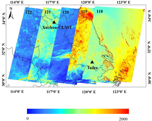 Figure 1. Remote sensing image of the study area (Radiance data) (Left: path 122, Right: path 118).