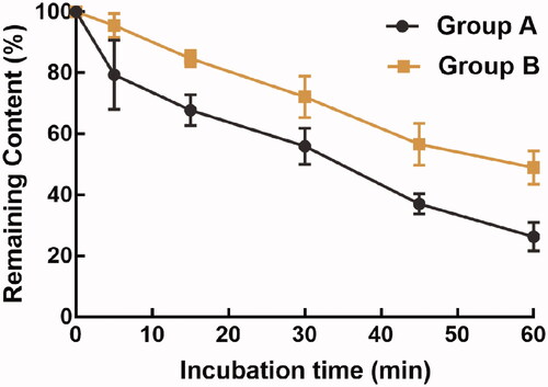 Figure 2. The metabolic stability of rhynchopylline in the presence or absence of pellodendrine.