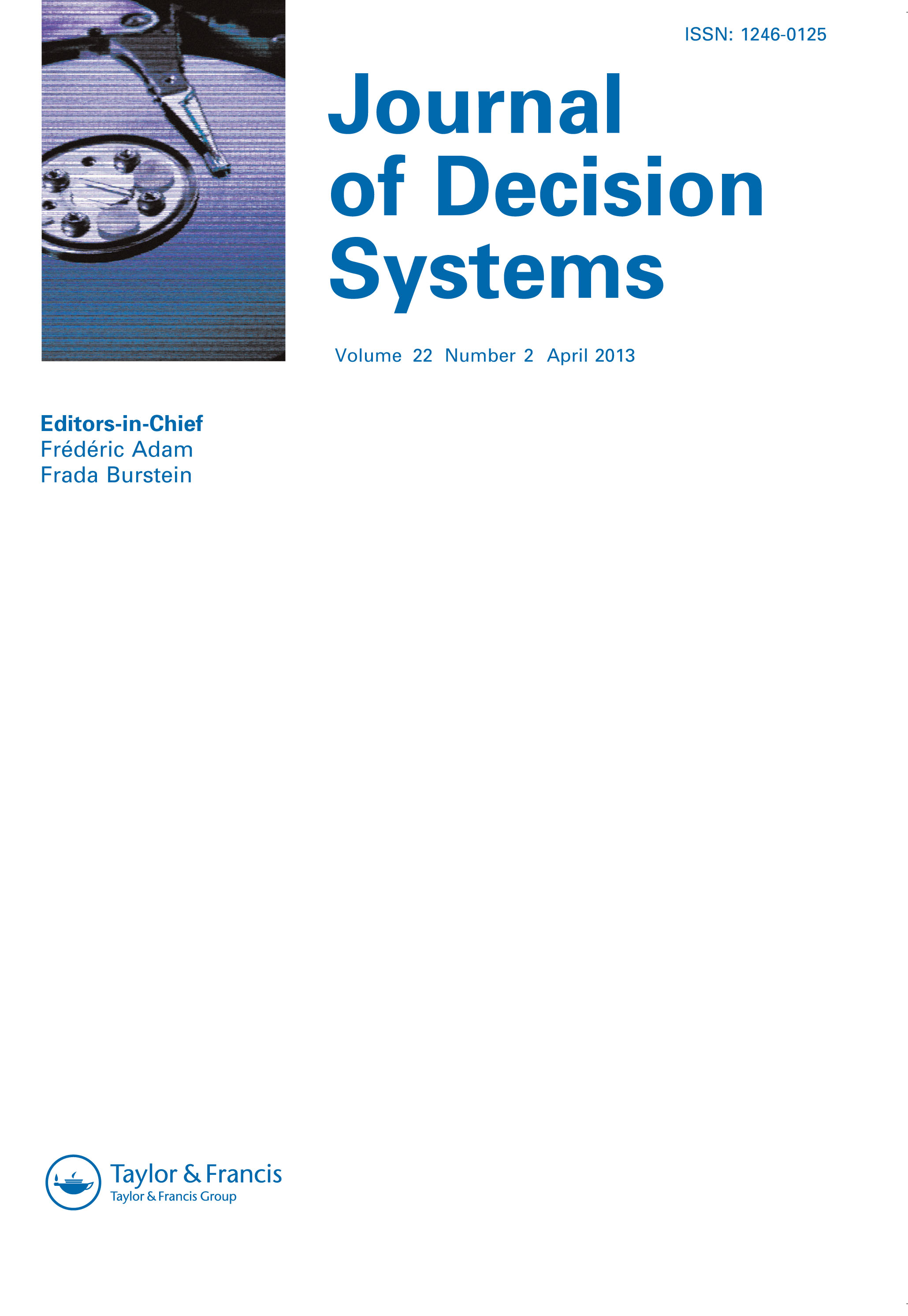 Cover image for Journal of Decision Systems, Volume 6, Issue 1, 1997