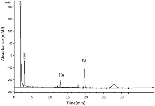 Fig. 1. HPLC analysis of total saponins extracted from P. graeffei.