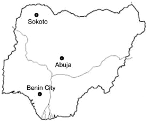 Figure 1. Map of Nigeria showing the study sites.