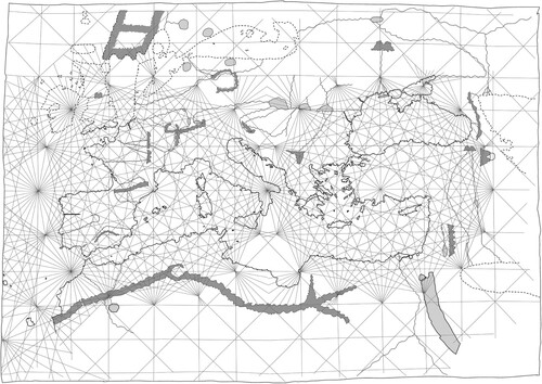 Figure 1. Tracing of the portolan chart of Angelino Dulceti (1339).