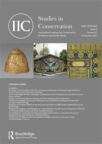 Cover image for Studies in Conservation, Volume 67, Issue 8, 2022