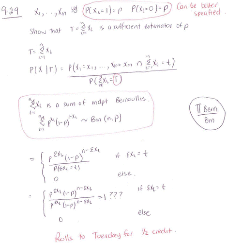 Figure 3: Example of edits made to an in-class homework problem for which students did not receive credit. All text in black ink is exactly as written by the students in class. Text in red ink represents the comments made by the author in class.