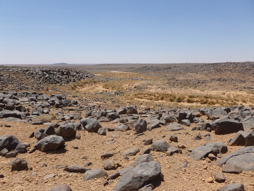 Rocks: looking down the wadi at Wisad Pools