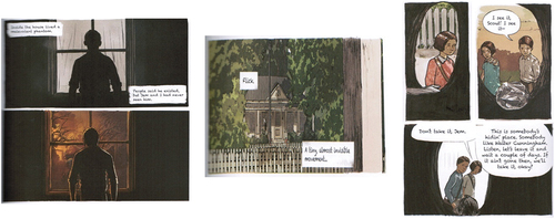 Figure 7. Boo Radley as an absence. Left: pp. 7, 87; middle: p. 15; right: pp. 41,43, 74