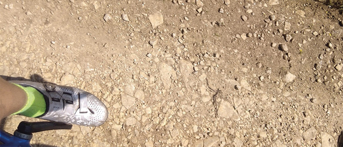 Figure 2. Gravel track natural surface: hardpacked and some loose stones.